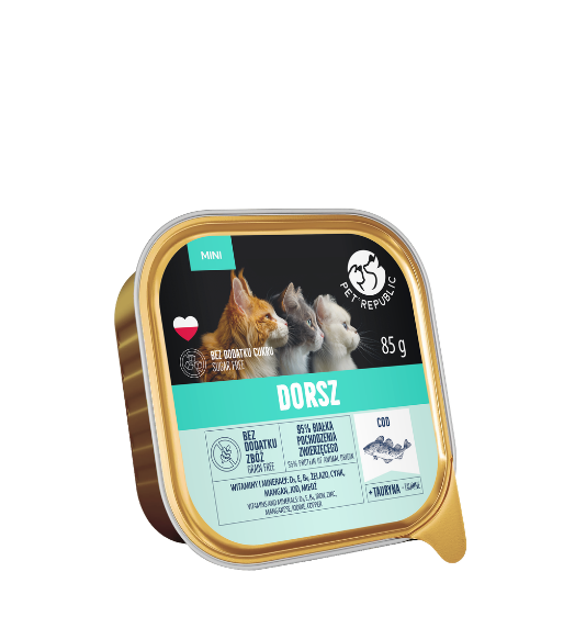 PetRepublic karma mokra dla kota z dorszem mielonka 85g