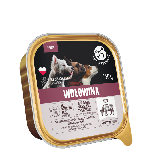 PetRepublic karma mokra dla psa z wołowiną mielonka 150g