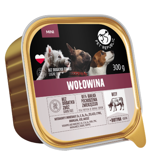 PetRepublic karma mokra dla psa z wołowiną mielonka 300g